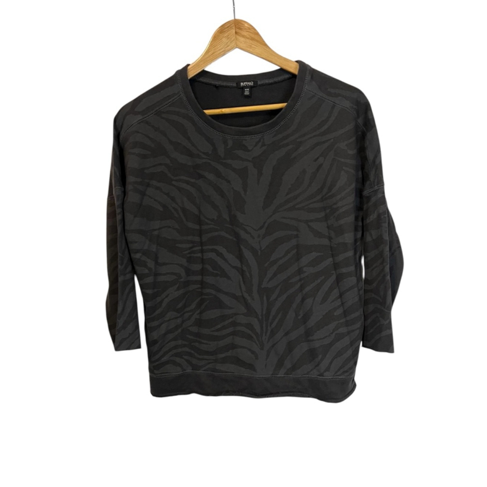 Women's Buffalo David Bitton Gray Black Zebra Print Sweatshirt M